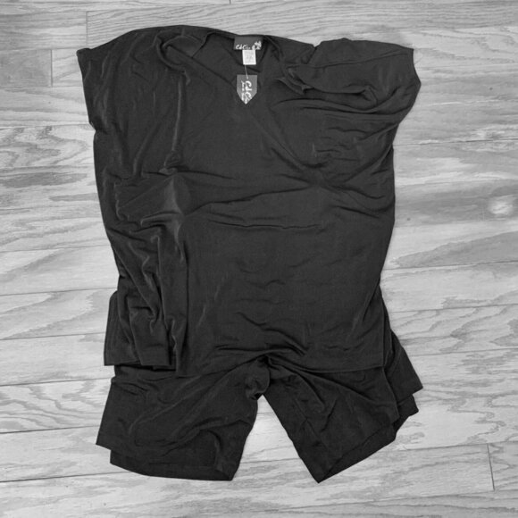 CAROLYN Strauss black tunic top + shorts set SZ 3X - V-neck top Elastic waist - Picture 3 of 4